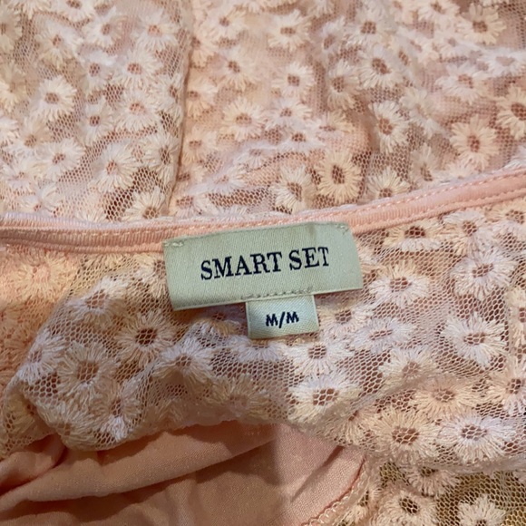 Smart Set Pink Crop Top with mesh floral back - Picture 4 of 4